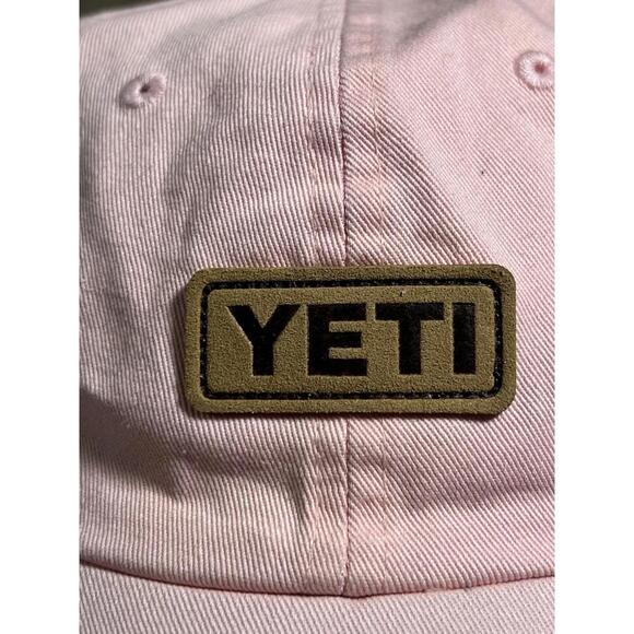 YETI Leather Logo Hat Light Pink Limited edition Leather Strapback Adjustable. - Picture 3 of 9